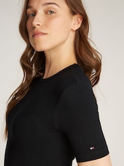 Tommy Hilfiger Black Ribbed Crew Neck T-Shirt - Image 4 of 6