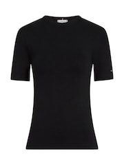 Tommy Hilfiger Black Ribbed Crew Neck T-Shirt - Image 5 of 6