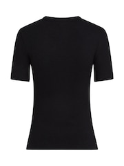 Tommy Hilfiger Black Ribbed Crew Neck T-Shirt - Image 6 of 6