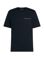 Tommy Hilfiger Blue Stripe Pocket 100% Cotton T-Shirt - Image 5 of 6