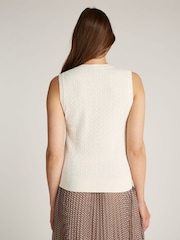 Tommy Hilfiger Natural Slim Wool Cable Crew Neck Tank Top Jumper - Image 2 of 6