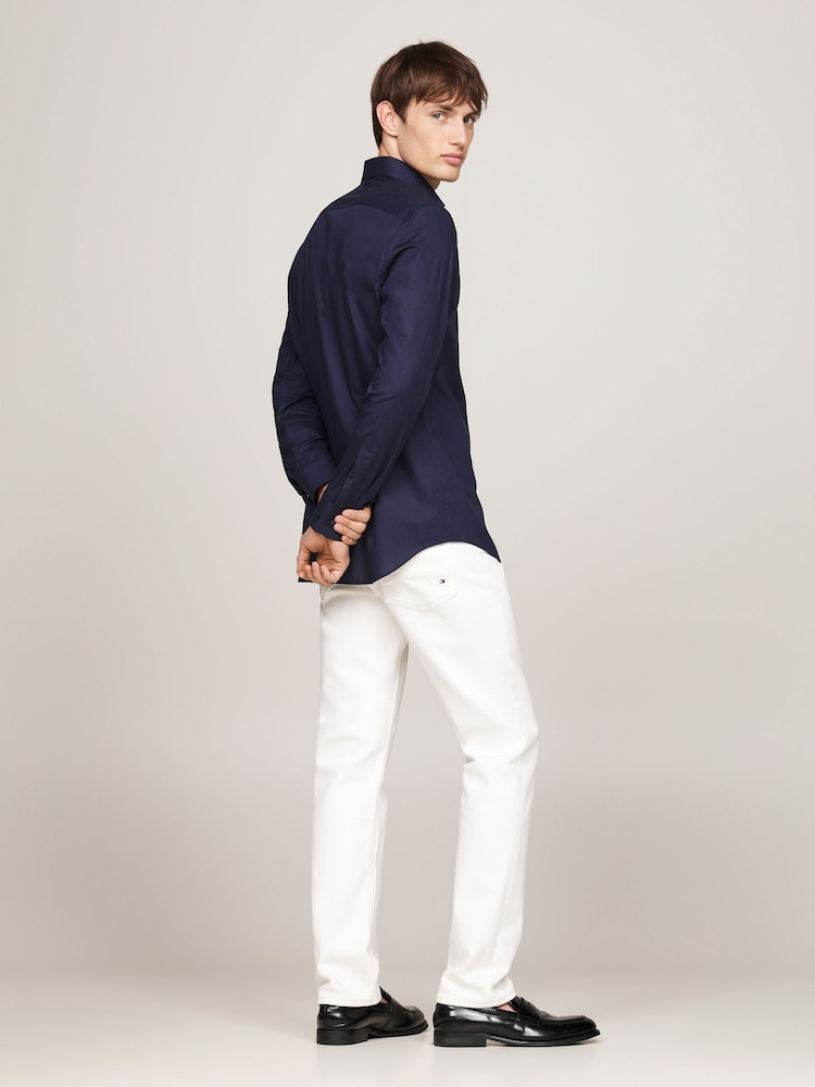 Tommy Hilfiger Blue Slim Flex Stretch Cotton Poplin Shirt - Image 2 of 5