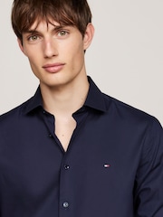 Tommy Hilfiger Blue Slim Flex Stretch Cotton Poplin Shirt - Image 3 of 5