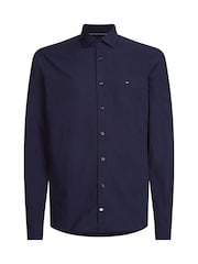 Tommy Hilfiger Blue Slim Flex Stretch Cotton Poplin Shirt - Image 5 of 5