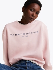 Tommy Hilfiger Pink Regular Fit Modern Crew Neck Sweatshirt - Image 3 of 5