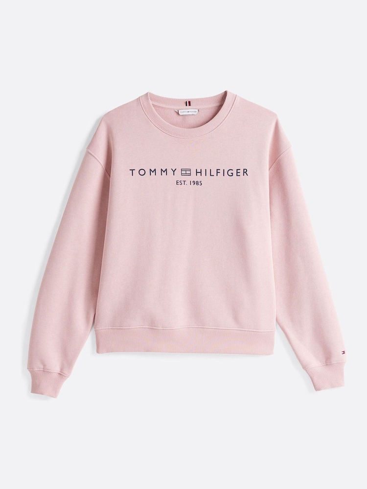 Tommy Hilfiger Pink Regular Fit Modern Crew Neck Sweatshirt - Image 5 of 5