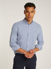 Tommy Hilfiger Blue Regular Fit Flex 100% Cotton Poplin Gingham Shirt - Image 1 of 6