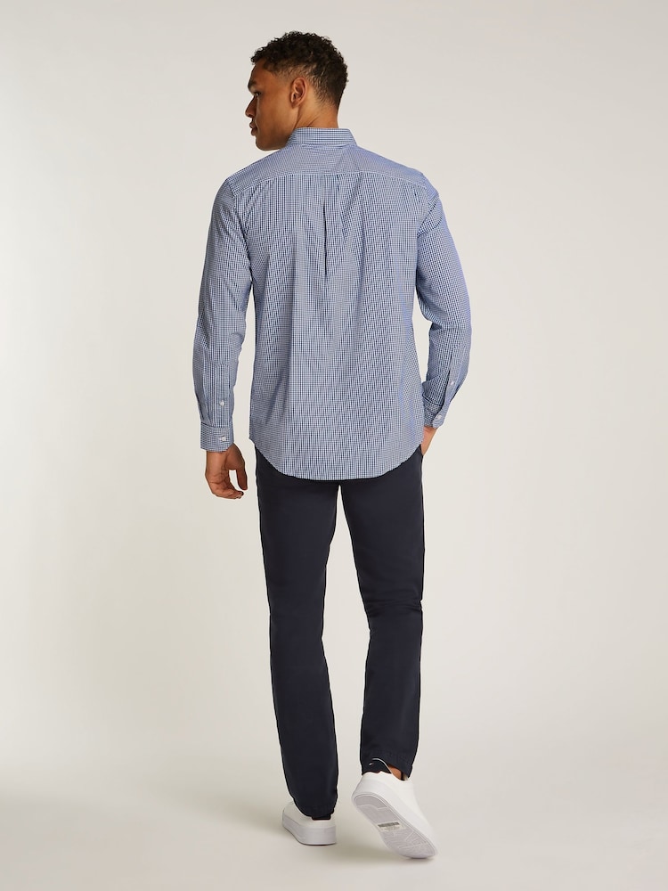 Tommy Hilfiger Blue Regular Fit Flex 100% Cotton Poplin Gingham Shirt - Image 2 of 6