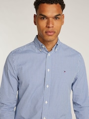 Tommy Hilfiger Blue Regular Fit Flex 100% Cotton Poplin Gingham Shirt - Image 4 of 6