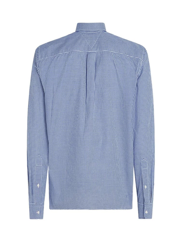 Tommy Hilfiger Blue Regular Fit Flex 100% Cotton Poplin Gingham Shirt - Image 6 of 6