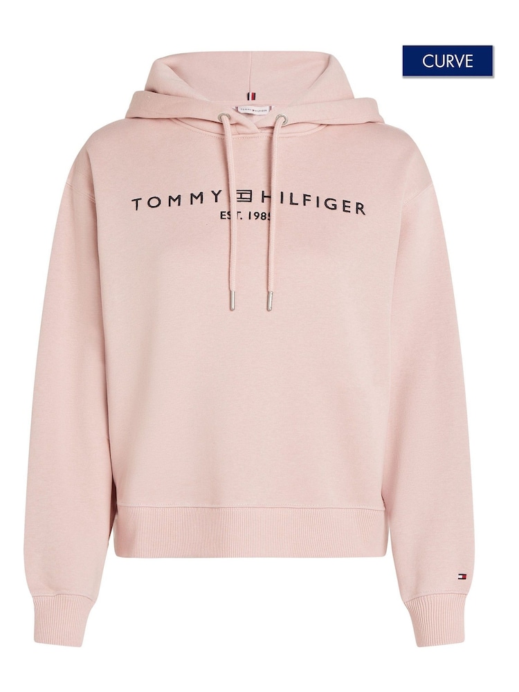 Tommy Hilfiger Pink Regular Fit Curve Modern Logo Hoodie - Image 1 of 2