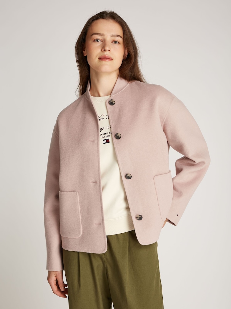Tommy Hilfiger Pink Wool Bomber Jacket - Image 1 of 6