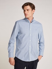 Tommy Hilfiger dark blue Regular Fit Flex 100% Cotton Classic Poplin Stripe Shirt - Image 1 of 6