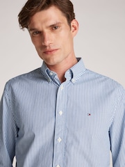 Tommy Hilfiger dark blue Regular Fit Flex 100% Cotton Classic Poplin Stripe Shirt - Image 3 of 6