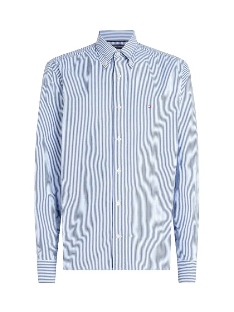 bleu foncé - Tommy Hilfiger Coupe classique Flex 100% Coton Classic Poplin Rayure Chemises - Image 5 of 6