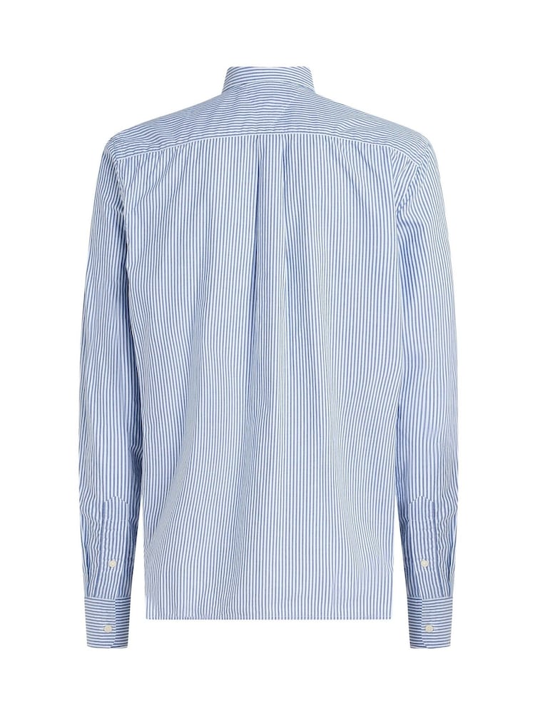 Tommy Hilfiger dark blue Regular Fit Flex 100% Cotton Classic Poplin Stripe Shirt - Image 6 of 6