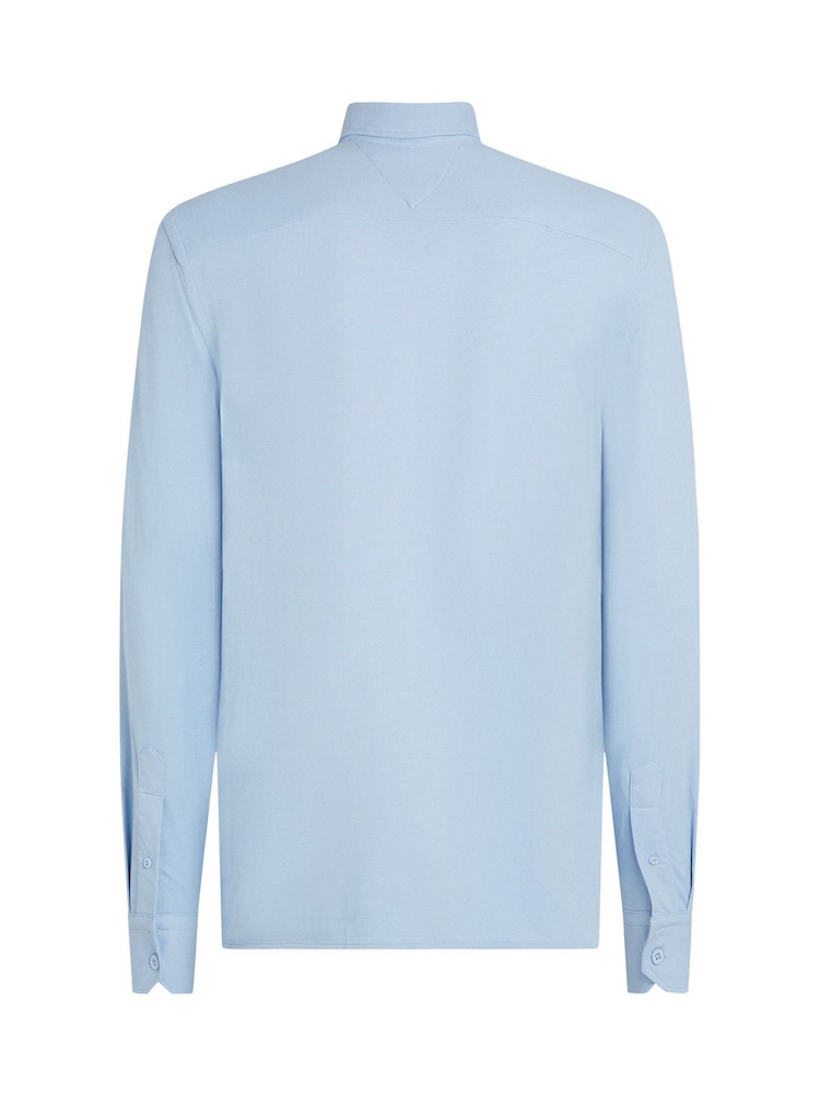Tommy Hilfiger Blue Slim Performance Pique Oxford Shirt - Image 6 of 6