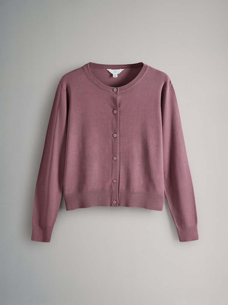 The Set Dusty Pink/Light Blue /Cream 3 Pack Fine Knit Button Through Cardigans - Image 2 of 6