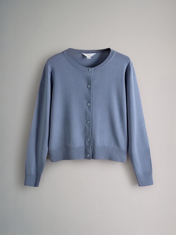 The Set Dusty Pink/Light Blue /Cream 3 Pack Fine Knit Button Through Cardigans - Image 3 of 6