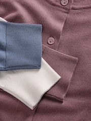 The Set Dusty Pink/Light Blue /Cream 3 Pack Fine Knit Button Through Cardigans - Image 6 of 6