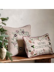 Gallery Home Natural Windsor Wine Merry Xmas 100% Cotton Cushion 450x450mm - Image 1 of 5
