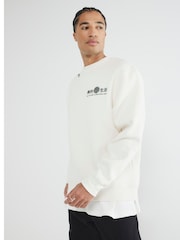 River Island Cream Japanese Dragon Graphic 100% Cotton Crew Sweatshirt - Image 1 of 6