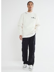 River Island Cream Japanese Dragon Graphic 100% Cotton Crew Sweatshirt - Image 2 of 6