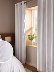 White Heart Textured Blackout/Thermal Eyelet Curtains - Image 1 of 6
