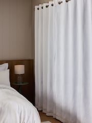 White Heart Textured Blackout/Thermal Eyelet Curtains - Image 4 of 6