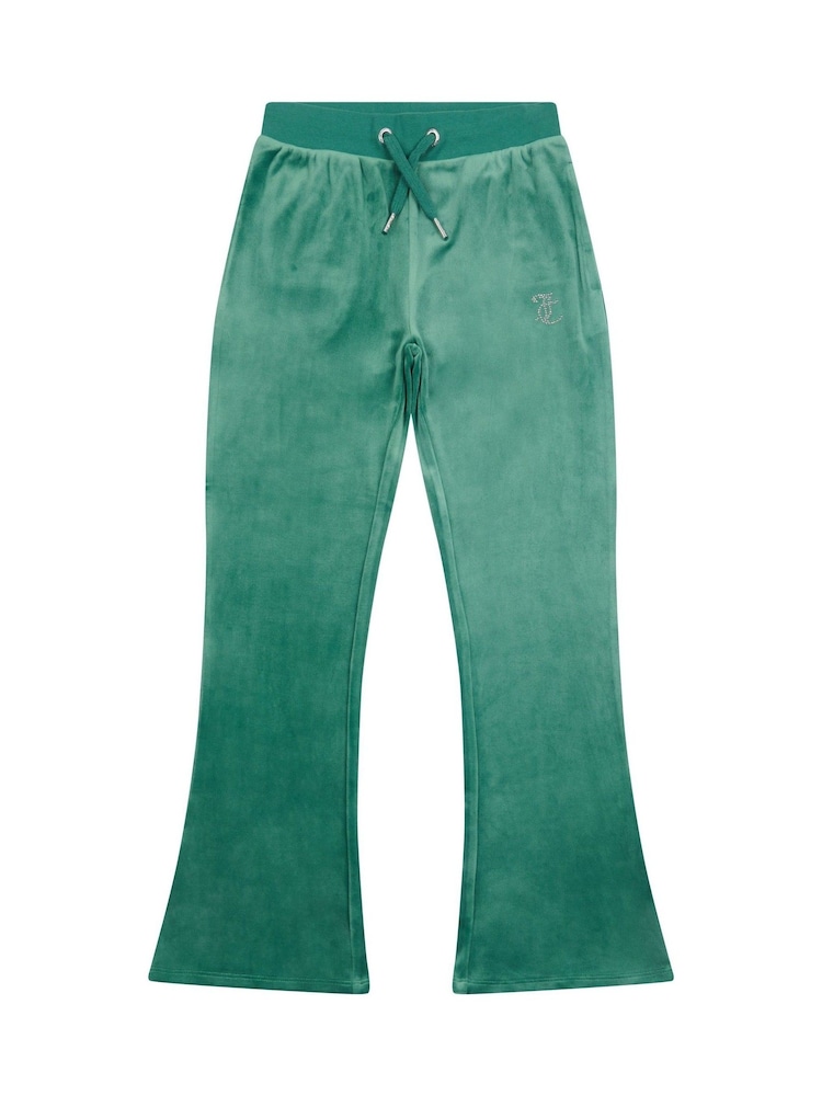 Juicy Couture Green Girls Diamanté Bootcut Joggers - Image 6 of 8