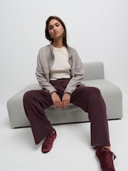 Plum Purple Slinky Supersoft Jersey Wide Leg Pull On Trousers - Image 1 of 8