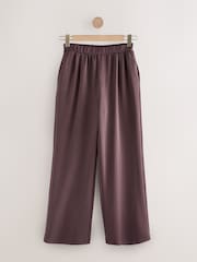 Plum Purple Slinky Supersoft Jersey Wide Leg Pull On Trousers - Image 6 of 8