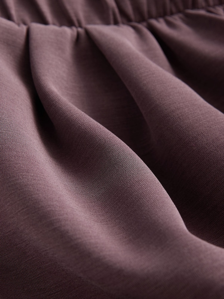 Plum Purple Slinky Supersoft Jersey Wide Leg Pull On Trousers - Image 8 of 8