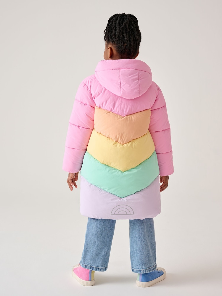 Little Bird by Jools Oliver Multi Shower Resistant Pastel Rainbow Longline Padded Coat - Image 2 of 13 Little Bird by Jools Oliver Multi Shower Resistant Pastel Rainbow Longline Padded Coat - Image 2 of 13