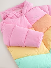 Little Bird by Jools Oliver Multi Shower Resistant Pastel Rainbow Longline Padded Coat - Image 8 of 13