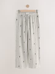 Schwarz-weiß gestreift - Hose mit elastischem Bund, weitem Bein und Stickerei - Image 4 of 6