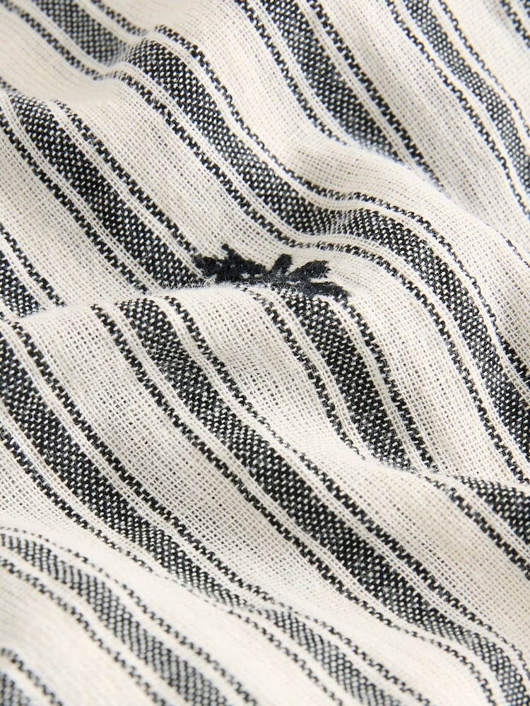 Schwarz-weiß gestreift - Hose mit elastischem Bund, weitem Bein und Stickerei - Image 5 of 6