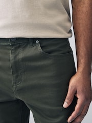 Khaki Green Motionflex 5 Pocket Chino Shorts - Image 4 of 10
