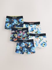 Blue Football Print Boxers 5 Pack (2-16yrs) - Image 1 of 9