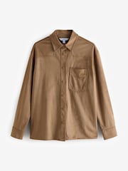 Taupe Brown Faux Suede Shacket - Image 6 of 8