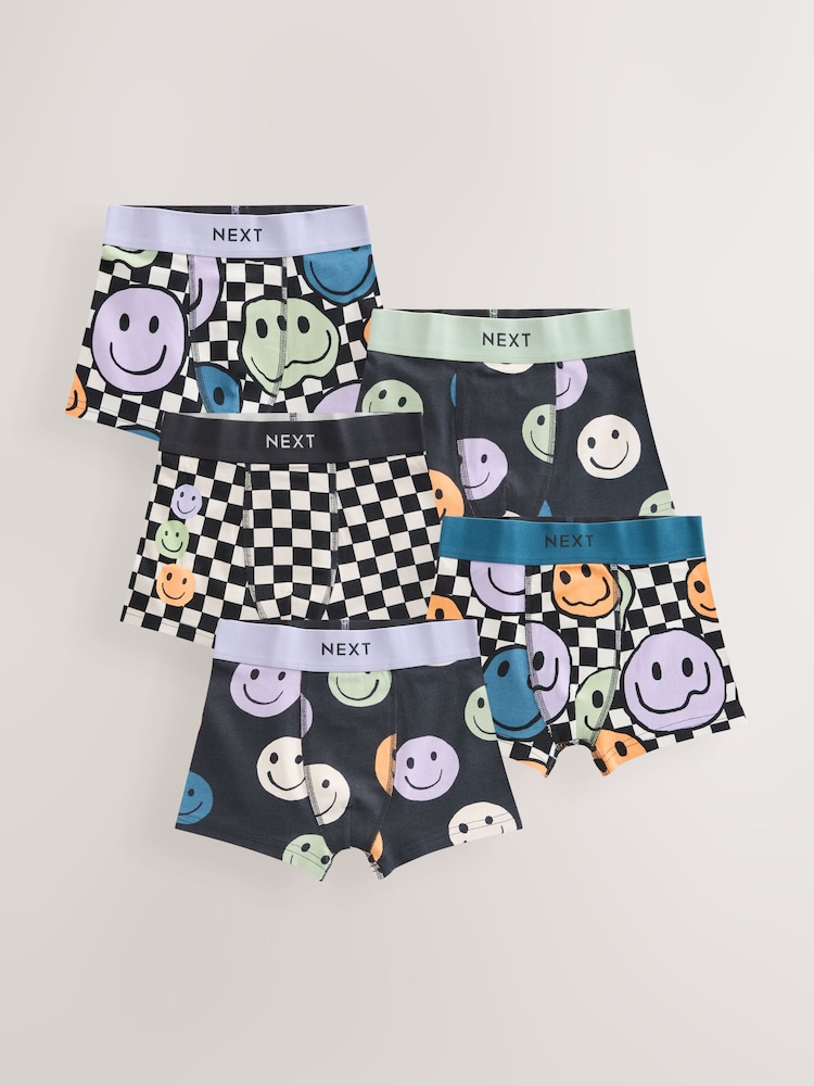 Checkerboard Smile Boxers 5 Pack (2-16yrs) - Image 1 of 9