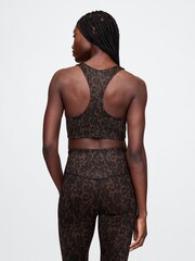 Gap Brown Leopard Print Power Medium Impact Sports Bra - Image 2 of 5