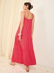 Friends Like These Coral Pink Plaited Strappy Maxi Sun Dress - Image 4 of 4