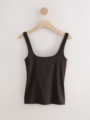 Chocolate Brown Soft Touch Polyamide Scoop Neck Vest Top - Image 5 of 7