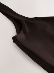 Chocolate Brown Soft Touch Polyamide Scoop Neck Vest Top - Image 6 of 7