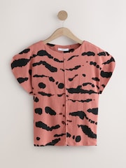 Pink/Black Flutter Sleeve Textured Smart Top - Image 5 of 7