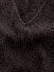 Chocolate Brown Textured Short Sleeve V-Neck T-Shirt - Image 6 of 7