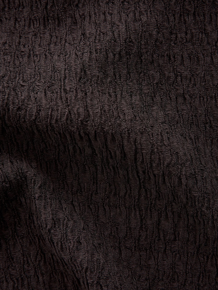 Chocolate Brown Textured Short Sleeve V-Neck T-Shirt - Image 7 of 7