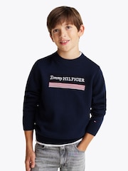 Tommy Hilfiger Blue Regular Fit 1985 Monotype 100% Cotton Jumper - Image 1 of 5
