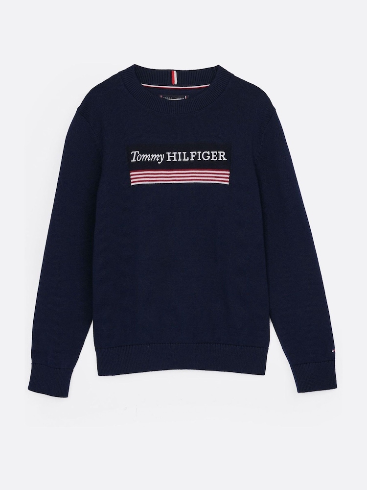 Tommy Hilfiger Blue Regular Fit 1985 Monotype 100% Cotton Jumper - Image 5 of 5